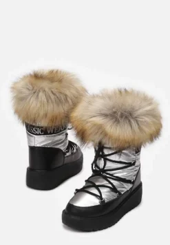 Srebrne Śniegowce z Futerkiem Cerrida