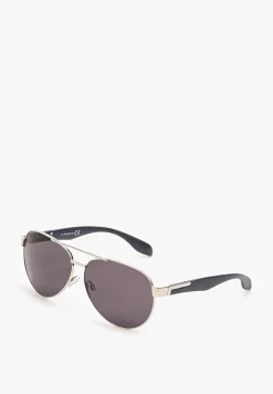 Srebrno-Niebieskie Okulary Przeciwsłoneczne w Stylu Pilotek Tasina