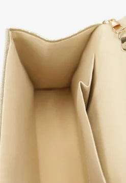 Srebrno-Złota Mała Torebka w Cyrkonie z Rączką i Łańcuszkiem Twistelle