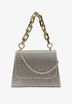 Srebrno-Złota Mała Torebka w Cyrkonie z Grubym Łańcuchem Trevana