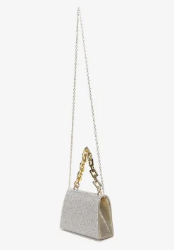Srebrno-Złota Mała Torebka w Cyrkonie z Grubym Łańcuchem Trevana