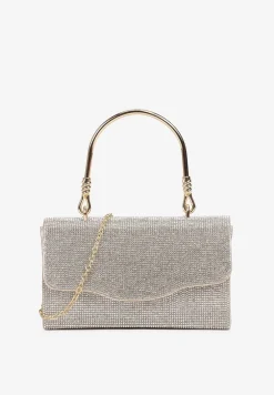 Srebrno-Złota Mała Torebka z Rączką i Łańcuszkiem na Magnes z Cyrkoniami Fanatia