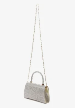 Srebrno-Złota Połyskująca Torebka w Cyrkonie z Rączką Klesja
