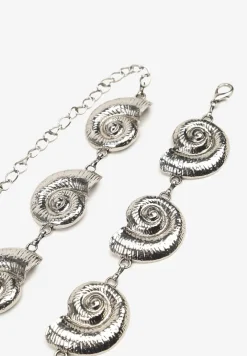 Srebrny Pasek w Stylu Biżuteryjnym z Aplikacjami Muszelkami Navetta