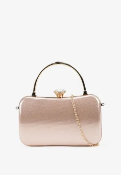 Szampańska Torebka Kopertówka z Ozdobną Rączką i Cyrkoniowym Zatrzaskiem Riverdi