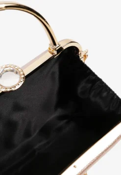 Szampańska Torebka Kopertówka z Ozdobną Rączką i Cyrkoniowym Zatrzaskiem Riverdi