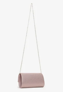 Szampańska Torebka o Fasonie Kopertówki z Brokatowym Zdobieniem Gracenia