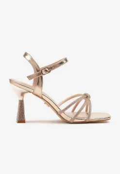 Szampańskie Sandały na Stożku Vices z Cyrkoniami Tirnellis