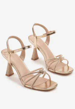 Szampańskie Sandały na Stożku Vices z Cyrkoniami Tirnellis