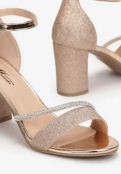 Szampańskie Sandały na Słupku z Paskiem z Cyrkonii Leshil