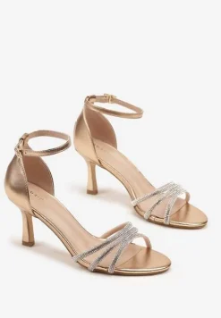 Szampańskie Sandały na Szpilce Vices Ozdobione Cyrkoniami Lumavineae
