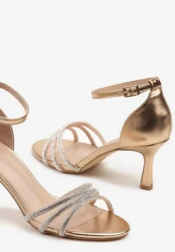 Szampańskie Sandały na Szpilce Vices Ozdobione Cyrkoniami Lumavineae