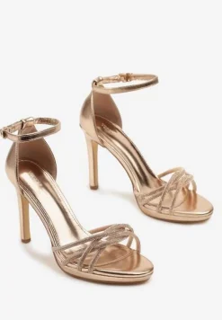 Szampańskie Sandały Vices na Szpilce z Cyrkoniami Sarameira