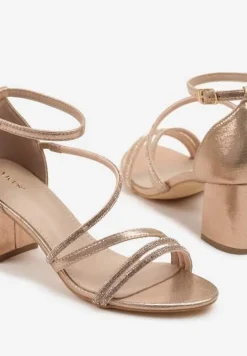 Szampańskie Sandały Vices na Słupku Ozdobione Cyrkoniami Otiriel