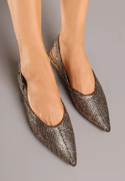 Szampańskie Sandały Vices Typu Slingback z Wkładką ze Skóry Naturalnej Rallora