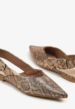 Szampańskie Sandały Vices Typu Slingback z Wkładką ze Skóry Naturalnej Rallora