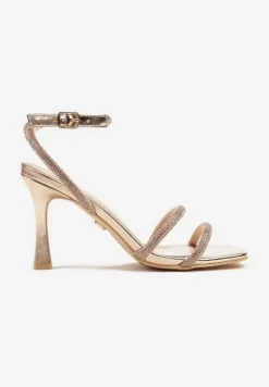 Szampańskie Sandały Vices z Cyrkoniowymi Paskami Eralissea