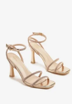 Szampańskie Sandały Vices z Cyrkoniowymi Paskami Eralissea