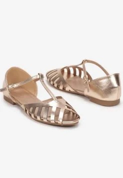 Szampańskie Sandały w Stylu Peep Toe Kephope