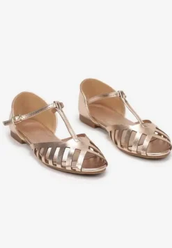 Szampańskie Sandały w Stylu Peep Toe Kephope