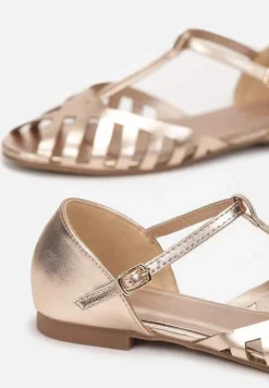 Szampańskie Sandały w Stylu Peep Toe Kephope