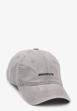 Szara Bawełniana Czapka z Daszkiem Zdobiona Napisem Reitenia