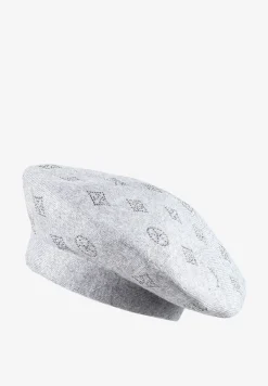 Szara Czapka Beret w Naszywki w Cyrkonie Nlaria