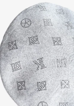 Szara Czapka Beret w Naszywki w Cyrkonie Nlaria