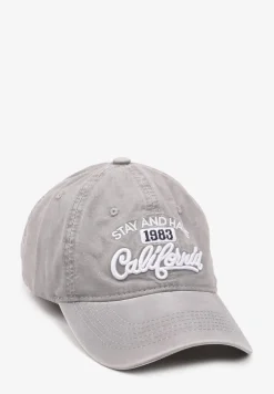 Szara Czapka z Daszkiem z Bawełny z Napisem Voviera