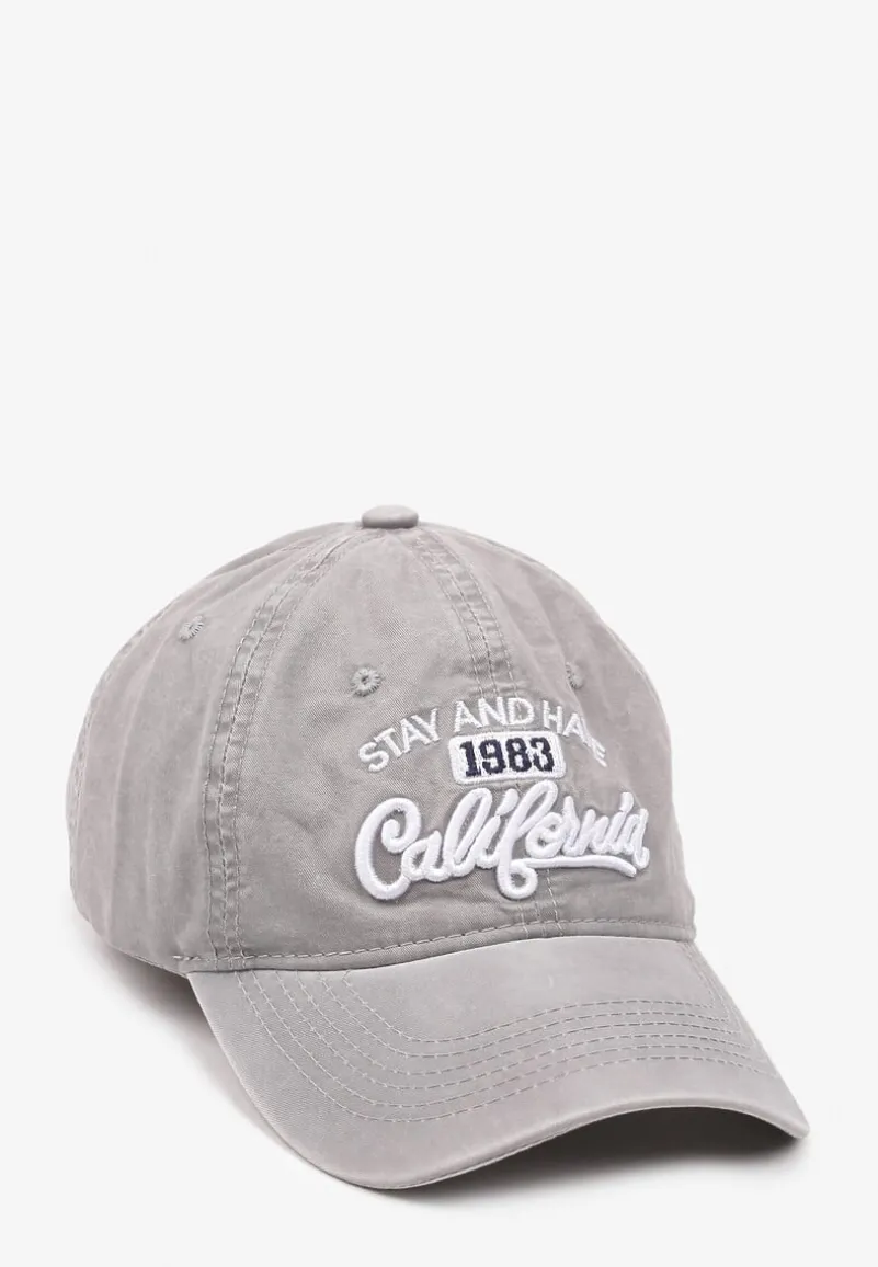 Szara Czapka z Daszkiem z Bawełny z Napisem Voviera