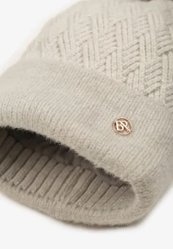 Szara Czapka z Wiskozą Metaliczną Nicią i Pomponem Berira