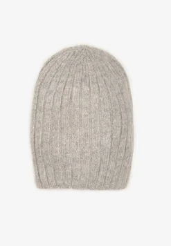 Szara Czapka z Wiskozy w Stylu Beanie z Prążkowanego Materiału Enandira