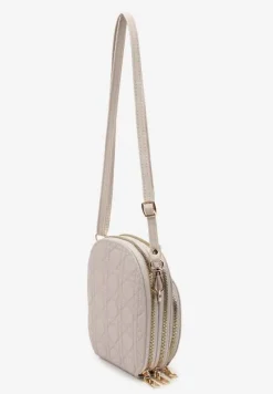 Szara Dwukomorowa Torebka Mała z Ozdobnym Pikowaniem Na Ramię Fujina