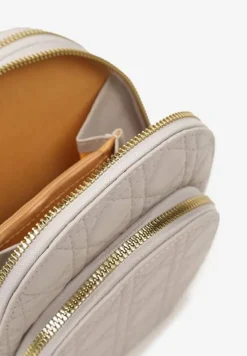 Szara Dwukomorowa Torebka Mała z Ozdobnym Pikowaniem Na Ramię Fujina