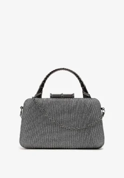 Szara Połyskująca Torebka Kopertówka z Łańcuszkiem Bouffa