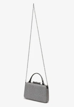 Szara Połyskująca Torebka Kopertówka z Łańcuszkiem Bouffa
