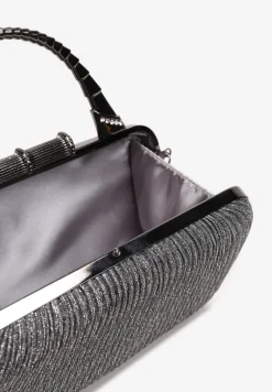 Szara Połyskująca Torebka Kopertówka z Łańcuszkiem Bouffa