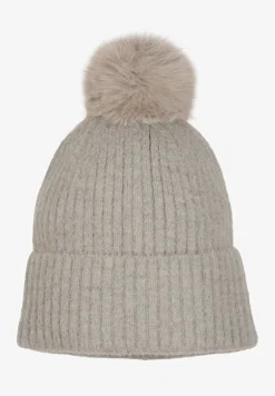 Szara Prążkowana Czapka z Pomponem Berinia