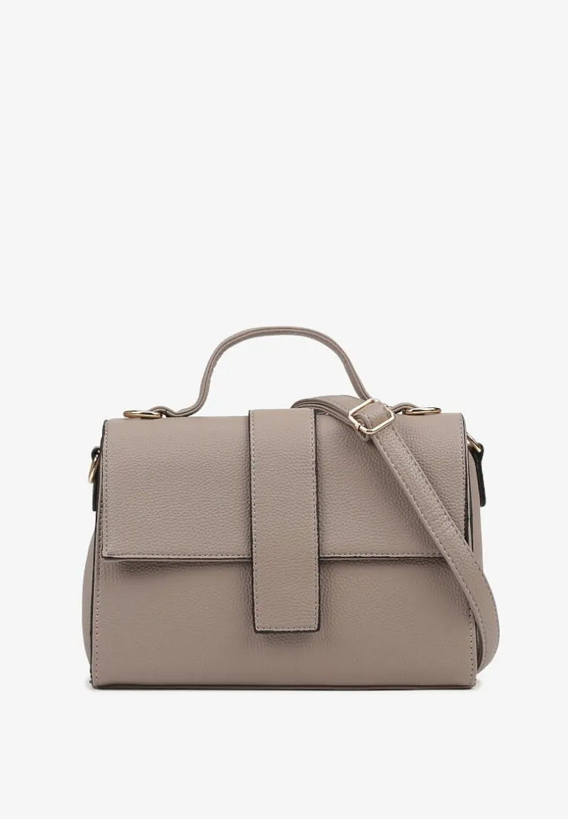 Szara Torebka Listonoszka z Geometryczną Klapą Efariella