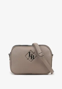 Szara Torebka Listonoszka z Metaliczną Aplikacją Lanirosia