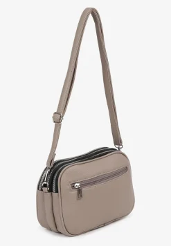 Szara Torebka Listonoszka z Metaliczną Aplikacją Lanirosia