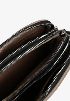 Szara Torebka Listonoszka z Metaliczną Aplikacją Lanirosia