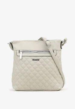 Szara Torebka Typu Listonoszka Zdobiona Pikowanymi Przeszyciami Silivena