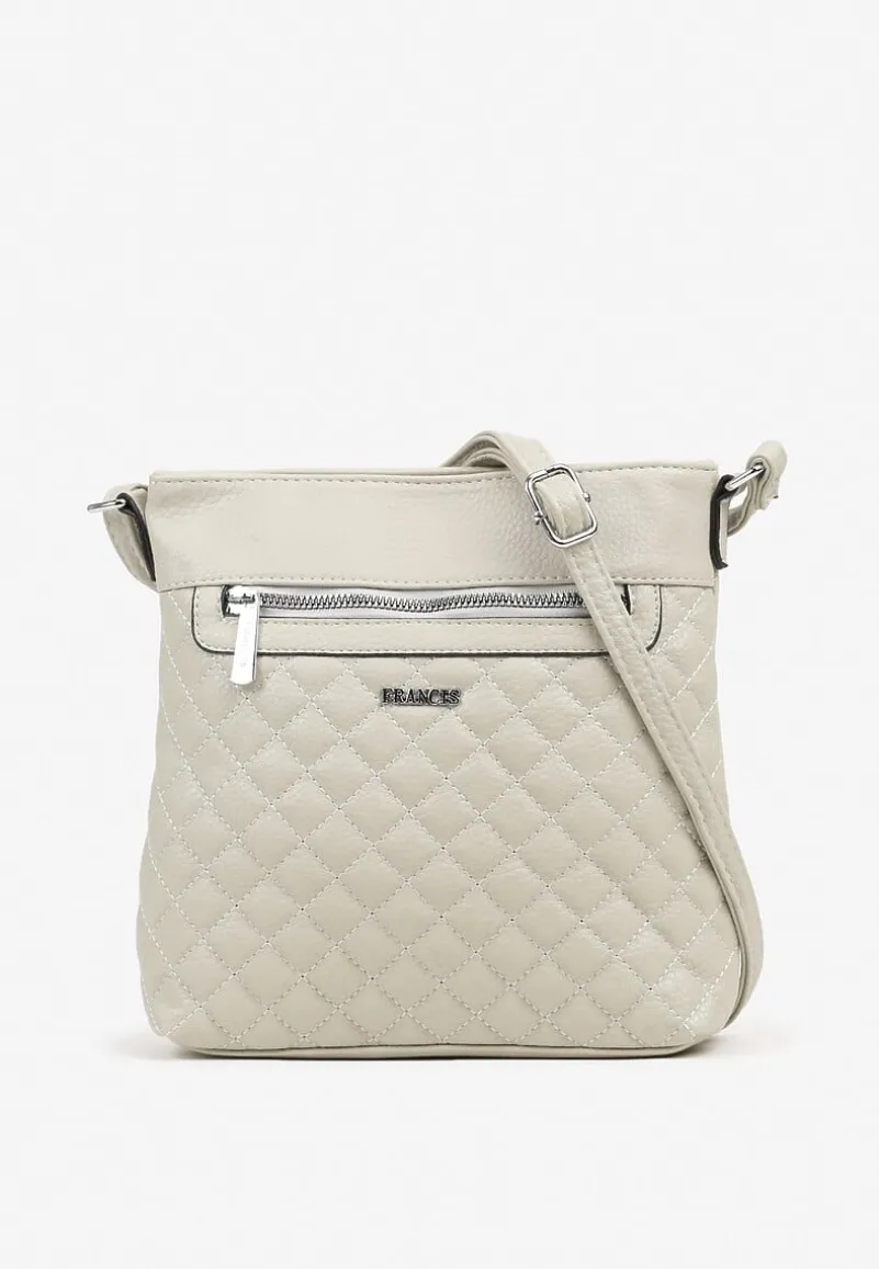 Szara Torebka Typu Listonoszka Zdobiona Pikowanymi Przeszyciami Silivena