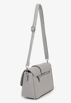 Szara Torebka Typu Listonoszka z Klapą Zdobiona Aplikacją Niraline