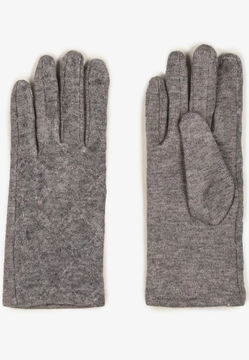 Szare Dzianinowe Casualowe Rękawiczki z Bawełną Zinnithoa