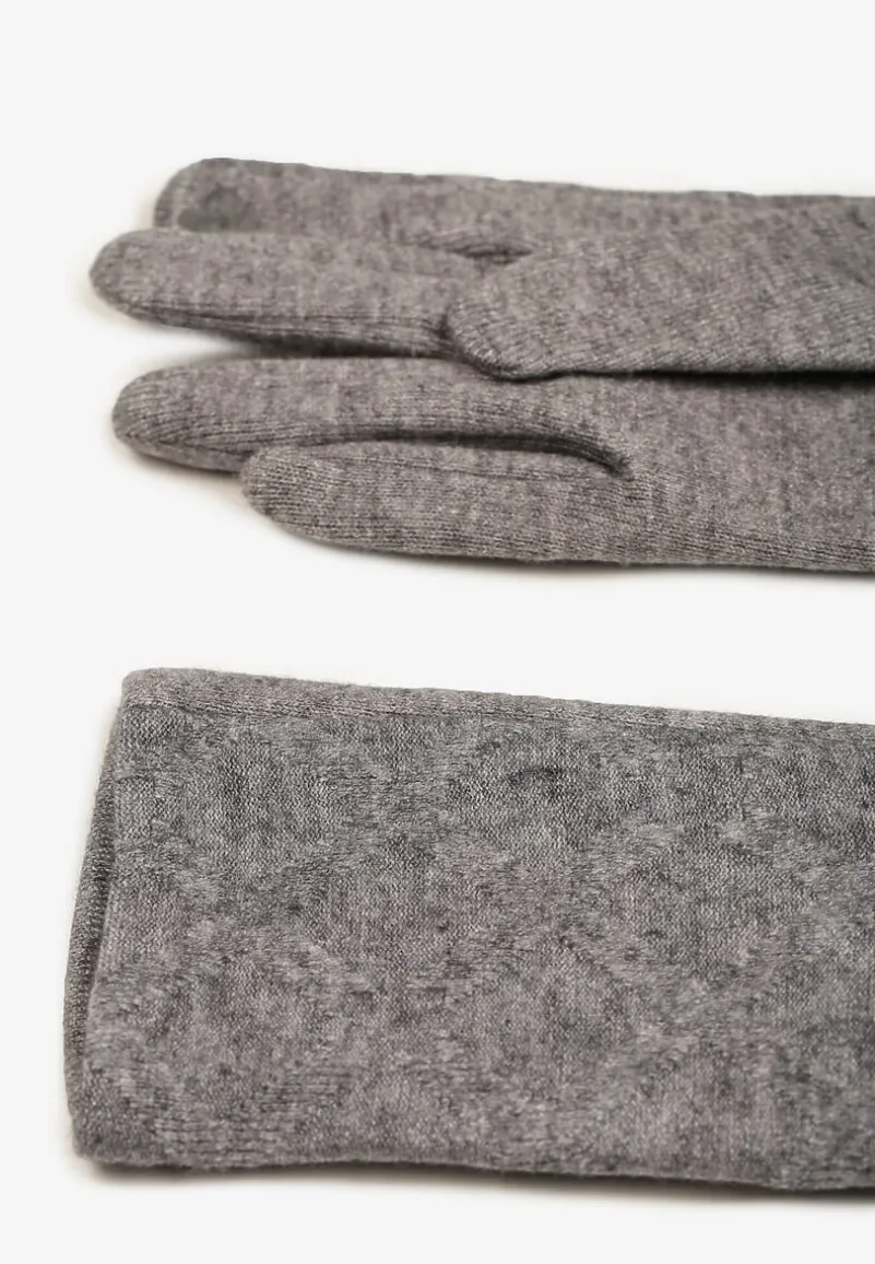 Szare Dzianinowe Casualowe Rękawiczki z Bawełną Zinnithoa