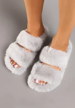 Szare Kapcie z Futerkiem i Wkładką z Ekozamszu Esanira