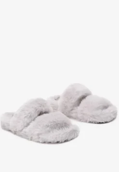 Szare Kapcie z Futerkiem i Wkładką z Ekozamszu Esanira