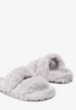 Szare Kapcie z Futerkiem i Wkładką z Ekozamszu Esanira
